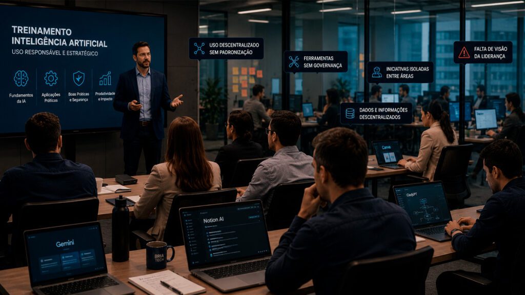 Treinamento corporativo de Inteligência Artificial sem alinhamento organizacional e governança adequada