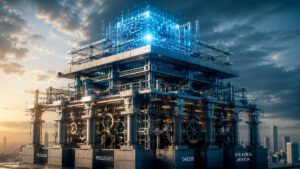 Estrutura organizacional sustentando a Inteligência Artificial dentro de uma empresa.