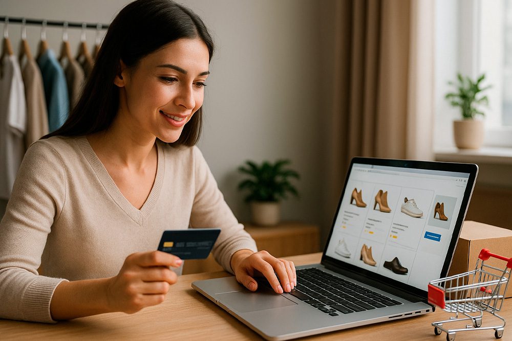 Loja virtual com assistente de IA ajudando cliente em tempo real