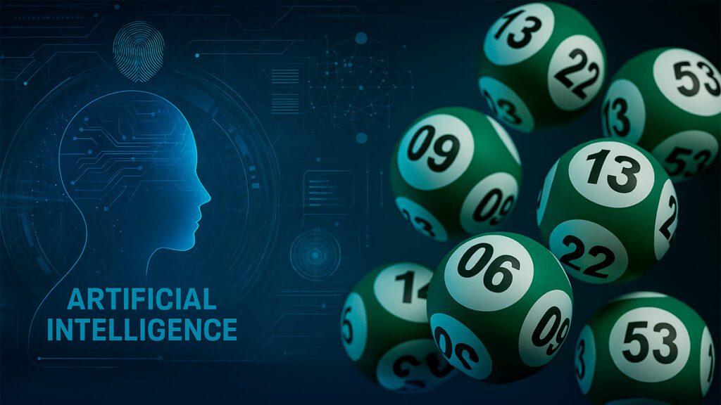 Interface de inteligência artificial com bolas numeradas da Mega-Sena flutuando em tela digital