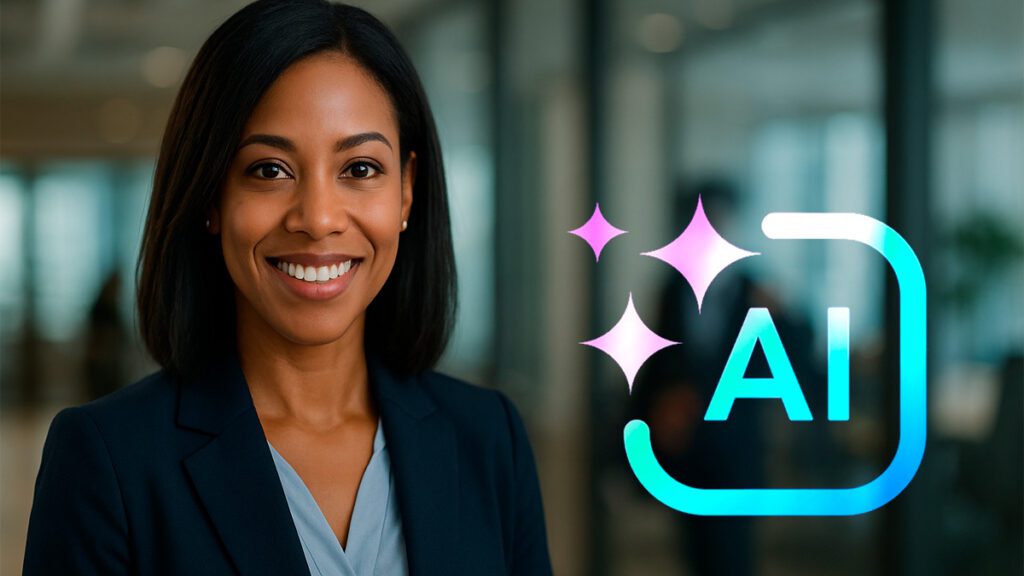 Profissional de RH satisfeita com o uso de Inteligência ARtificial no seu trabalho