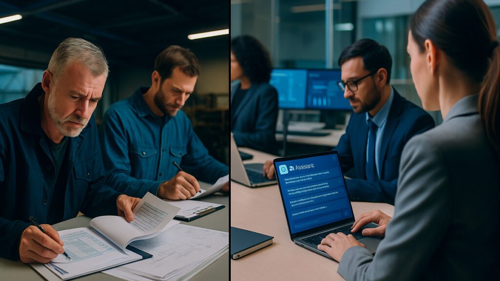 Comparativo entre assistentes no ChatGPT e métodos tradicionais em empresas industriais