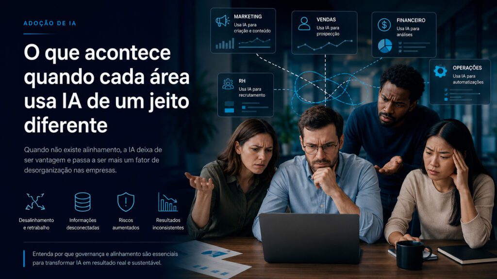 Diferentes áreas de uma empresa utilizando Inteligência Artificial sem alinhamento organizacional
