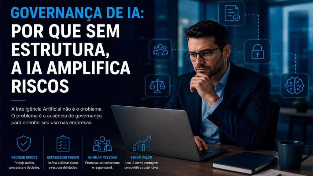 Liderança empresarial participando da adoção estratégica de Inteligência Artificial